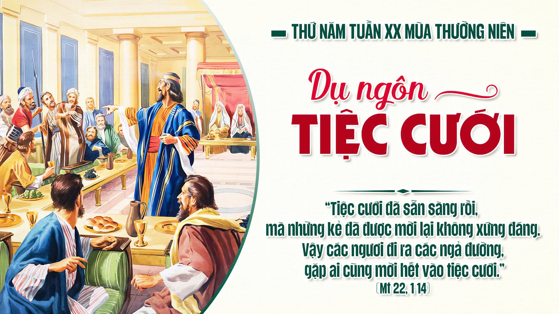 Suy Niệm Lời Chúa | Thứ Năm Sau Chúa Nhật Tuần XX Mùa Thường niên - THÁNH BENADO, VIỆN PHỤ, TIẾN SĨ HỘI THÁNH. Lễ nhớ | Mt 22,1-14 | Phút Cầu Nguyện
